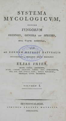 6439
<br/>
Systema mycologicum, sistens fungorum ordines, genera et species hucusque cognitas, quas ad normam methodi naturalis determinavit, disposuit atque descripsit
<br/>
<em></em>